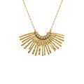 Collier en acier forme eventail avec oxydes blancs sertis - 43+5cm