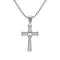 Collier en acier pendentif croix articul&eacute;e 20 x 14mm avec oxydes blancs - 45+10cm Artemare