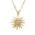 Collier en acier pendentif soleil 30mm avec oxydes blancs au centre - 40+5cm