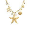 Collier en acier avec pampilles theme mer et perles blanches imitation - 43+5cm Artemare