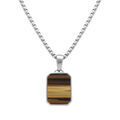 Collier en acier pendentif oeil de tigre imitation 22mmx15mm - 59cm r&eacute;glable 54