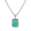 Colliers sur Artemare : Collier en acier pendentif turquoise imitation 22mmx15mm - 59cm r&eacute;glable 54