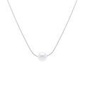 Collier en acier pendentif perle blanche imitation 6mm - 40+5cm