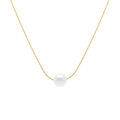 Colliers sur Artemare : Collier en acier dor&eacute; pendentif perle blanche imitation 6mm - 40+5cm