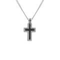 Colliers sur Artemare : Collier en acier pendentif croix PVD noir 20 x 13mm - 50+5cm