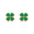 Boucles d'oreille sur Artemare : Boucles d'oreille tige en plaqu&eacute; or tr&egrave;fle vert