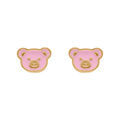 Boucles d'oreille sur Artemare : Boucles d'oreille tige en plaqu&eacute; or - th&egrave;me ourson rose