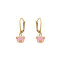 Boucles d'oreille sur Artemare : Boucles d'oreille en plaqu&eacute; or motif ourson rose - fermoir dormeuse