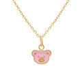 Collier en plaqu&eacute; or pendentif ourson rose - 35+2cm Artemare