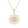 Collier en plaqu&eacute; or pendentif soleil 15mm oxydes blancs au centre - 40+5cm Artemare