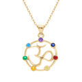 Collier en plaqu&eacute; or pendentif chakra 14mm 7 oxydes - 40+5cm