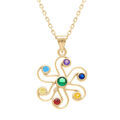 Collier en plaqu&eacute; or pendentif chakra 17mm 7 oxydes - 40+5cm