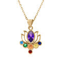 Collier en plaqu&eacute; or pendentif chakra fleur 7 oxydes - 40+5cm Artemare