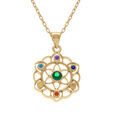 Collier en plaqu&eacute; or pendentif chakra 15mm 7 oxydes - 40+5cm Artemare