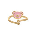Bagues sur Artemare : Bague ouverte en plaqu&eacute; or motif ourson rose - r&eacute;glable