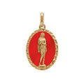 Pendentifs sur Artemare : Pendentif en plaqu&eacute; or ovale marie madeleine 18mm x 13mm sur fond r&eacute;sine rouge