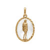 Pendentif en plaqu&eacute; or ovale marie madeleine 18mm x 13mm sur fond r&eacute;sine blanc