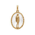 Pendentif en plaqu&eacute; or ovale marie madeleine 18mm x 13mm sur fond r&eacute;sine blanc