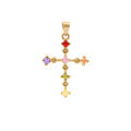 Pendentif en plaqu&eacute; or croix 20mm x 15mm avec oxydes multi couleurs