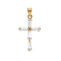 Pendentifs sur Artemare : Pendentif en plaqu&eacute; or croix 20mm x 12mm avec oxydes blancs forme baguette