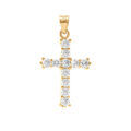 Pendentifs sur Artemare : Pendentif en plaqu&eacute; or croix 20mm x 13mm avec oxydes blancs sertis