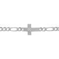 Bracelet en argent satin&eacute; 1+3 5mm croix plate lisse diamant&eacute;e &eacute;toile -19cm