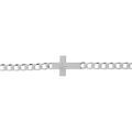 Bracelet en argent satin&eacute; maille gourmette 4mm croix plate lisse diamant&eacute;e &eacute;toile - 18cm Artemare