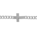 Bracelet en argent satin&eacute; maille gourmette 6mm croix plate lisse diamant&eacute;e &eacute;toile - 20cm Artemare