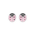 Boucles d'oreille sur Artemare : Boucles d'oreille tige en argent rhodi&eacute; puce coccinelle rose