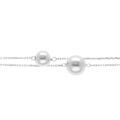 Bracelet en argent rhodi&eacute; deux rangs deux boules 8 et 10mm - 16+3cm Artemare