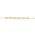 Bracelet en argent dor&eacute; grain de caf&eacute; avec oxydes blancs sertis - 16+3cm