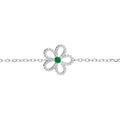 Bracelet en argent rhodi&eacute; fleur ajour&eacute;e par&eacute;e d'oxyde vert -15+3cm Artemare