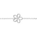 Bracelet en argent rhodi&eacute; fleur ajour&eacute;e par&eacute;e d'oxyde blanc -15+3cm Artemare