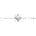 Bracelet en argent rhodi&eacute; carr&eacute; d'oxyde blanc serti eet contour dentel&eacute; - 15+3cm