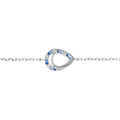 Bracelet en argent rhodi&eacute; goutte avec oxydes bleus et blancs sertis - 15+3cm Artemare