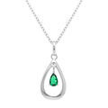 Colliers sur Artemare : Collier en argent rhodi&eacute; goutte ovale 15mm avec oxyde vert - 42+3cm