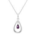 Colliers sur Artemare : Collier en argent rhodi&eacute; goutte ovale 15mm oxyde violet - 42+3cm