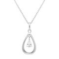 Collier argent rhodi&eacute; goutte ovale 15mm avec oxyde blanc - 42+3cm Artemare
