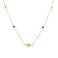 Colliers sur Artemare : Collier en argent dor&eacute; boules et verre facet&eacute; noir - 41+3cm