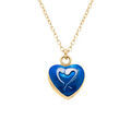 Colliers sur Artemare : Collier en argent dor&eacute; pendentif coeur bomb&eacute; r&eacute;sine a chaud bleu fonc&eacute; recto verso - 41+3cm