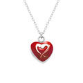 Colliers sur Artemare : Collier en argent rhodi&eacute; pendentif coeur bomb&eacute; r&eacute;sine &agrave; chaud rouge rect verso - 41+3cm