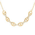 Collier en argent dor&eacute; grain de caf&eacute; avec oxydes blancs sertis - 40+3cm