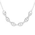 Collier en argent rhodi&eacute; grain de caf&eacute; avec oxydes blancs sertis - 40+3cm