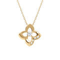 Colliers sur Artemare : Collier en argent dor&eacute; pendentif fleur avec oxydes blancs sertis - 40+3cm