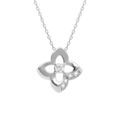 Colliers sur Artemare : Collier en argent rhodi&eacute; pendentif fleur oxydes blancs et oxyde cental sertis - 40+3cm