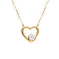 Collier en argent dor&eacute; coeur lisse avec oxyde blanc serti - 40+3cm