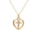 Colliers sur Artemare : Collier en argent dor&eacute; coeur et croix avec oxydes blancs sertis - 40+3cm