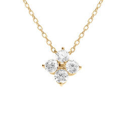 Collier en argent dor&eacute; fleur avec oxydes blancs sertis - 40+3cm