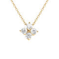 Collier en argent dor&eacute; fleur avec oxydes blancs sertis - 40+3cm