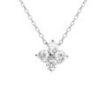 Collier en argent rhodi&eacute; fleur avec oxydes blancs sertis - 40+3cm